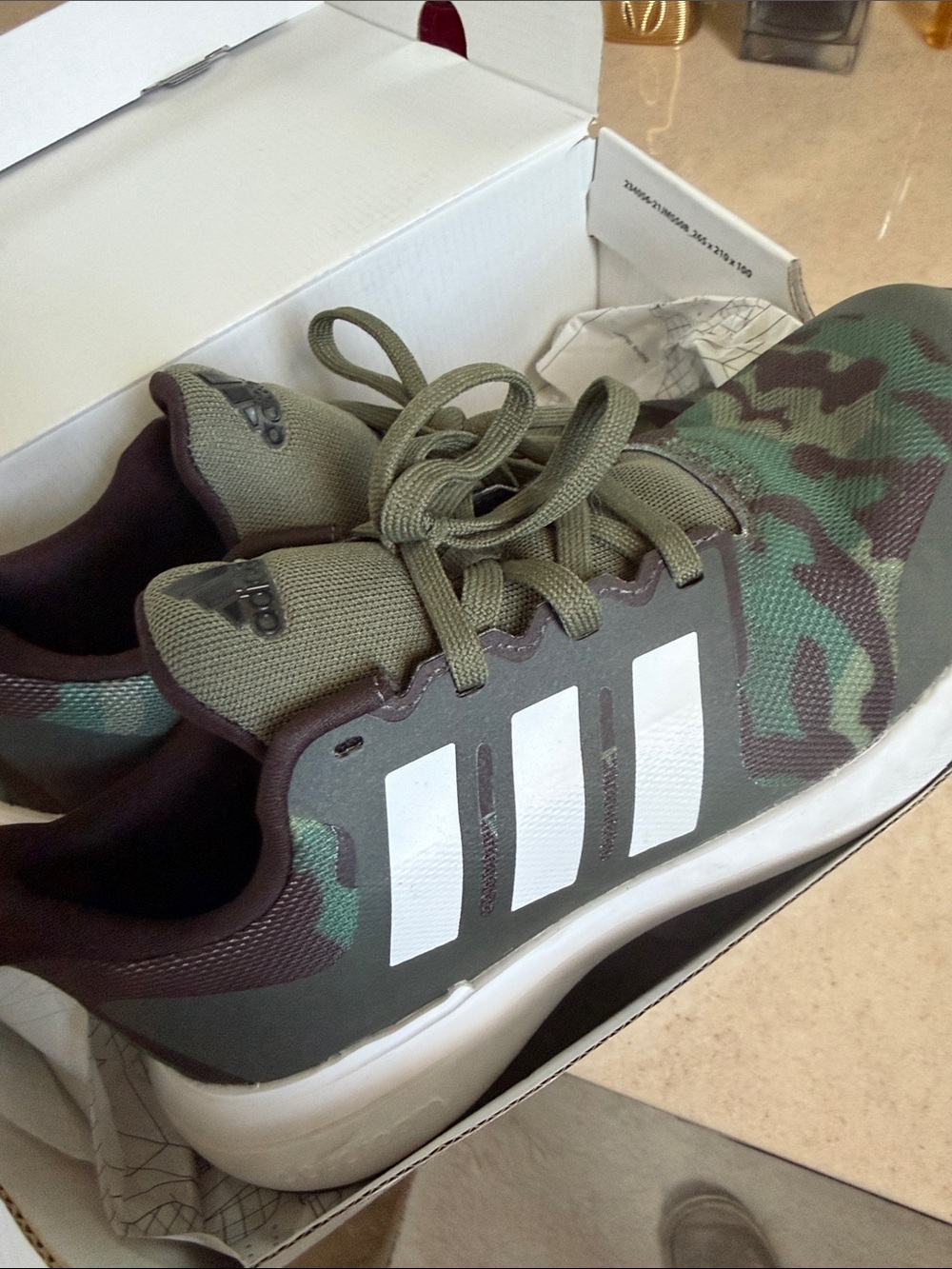 adidas Camo Running Shoes in Olive and Brown US 6 UK 5 and 1/2